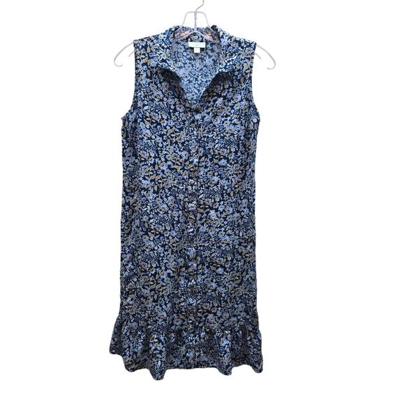 J. Jill Women's Floral Ruffled Hem Button Front Shirt Dress Multicolor SZ Small - Picture 1 of 5